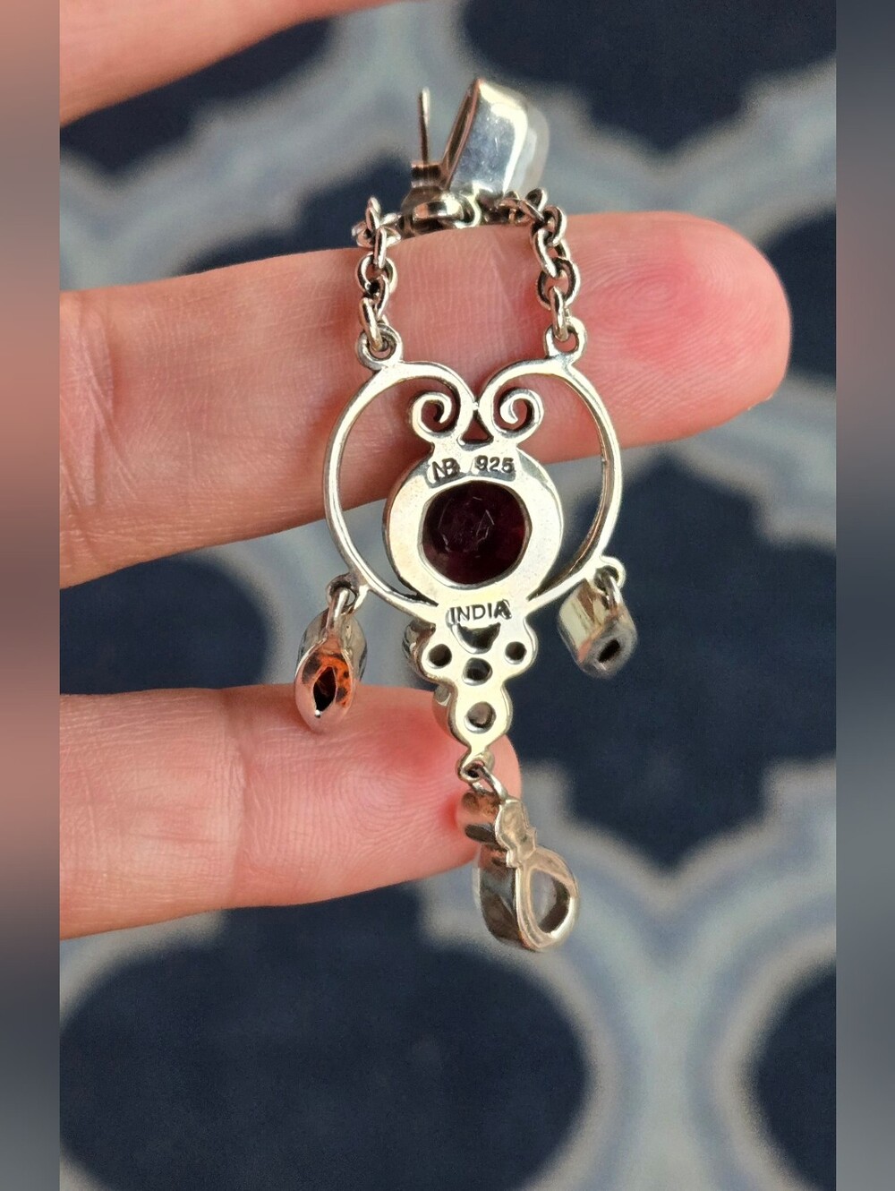 Nicky Butler Garnet & Moonstone 925 Sterling Silver Earrings Designer NB 3" - Picture 6 of 9